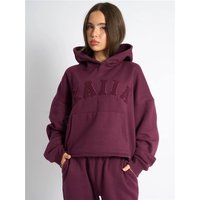 Kaiia Slogan Oversized Hoodie - Deep Burgundy - 2XS