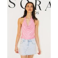 Saint Genies Polka Dot Halter Top - Pink - S
