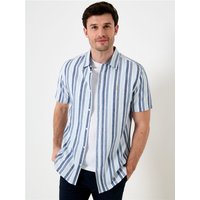 Saltwell Dennis Stripe Linen Blend Shirt - Blue - S