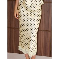 Saint Genies Polka Dot Lace Trim Skirt - Yellow / Brown - M