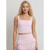 Saint Genies Lace Crop Sleeveless Top - Pink - XS