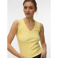 Veromoda Chloe Sl Deep V-Neck Top - Lemon - L