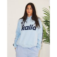 Kaiia Varsity Oversized Hoodie - Light Blue / Navy - 2XS