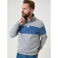 Saltwell Stripe Quarter Zip Sweatshirt - Grey Blue - XL