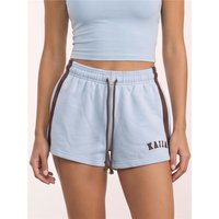 Kaiia Side Stripe Sweat Shorts - Blue / Brown - 2XS
