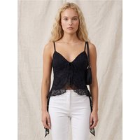 Saint Genies Lace Top With Ruffles - Black - M