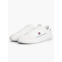 Tommy Jeans Mens Leather Mixed Texture Cupsole Trainers - Ecru - 43