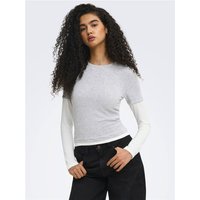 Only Dubla Double Top - Light Grey Melange - XS