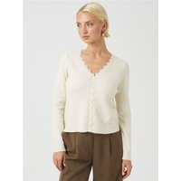 Brave Soul Lace Trim V Neck Cardigan - Cream - XS