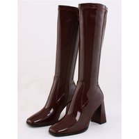 Redz Patent Knee High Boot - Bordeaux Red - 36