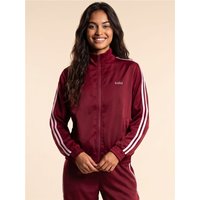 Kaiia Satin Side Stripe Zip Up Jacket - Burgundy And Pink - L