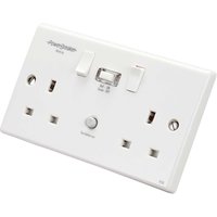 PowerBreaker RCD PowerBreaker Twin Switch Socket, White, Passive