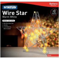 Status Steyr - 30 - Warm White - LED - Indoor Only - Battery Operated - Festive Wire Star