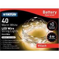 Status Villach - 40 Micro- Warm White - LED - Indoor Use - Battery Powered - Wire Festive Lights