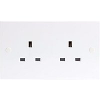 Twin 230V UK 3 Pin Unswitched Electric Wall Socket