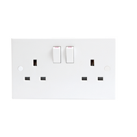 KnightsBridge 13A White 2G Twin 230V UK 3 Switched Electric Wall Socket