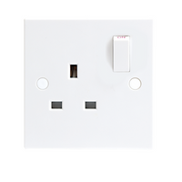 KnightsBridge 13A White 1G Single 230V UK 3 Pin Switched Electric Wall Socket
