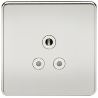 KnightsBridge 1G 5A Screwless Polished Chrome Round Pin 230V Unswitched Electrical Wall Socket - White Insert