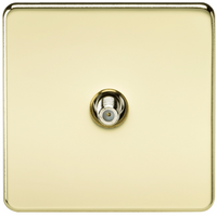 KnightsBridge SAT TV Outlet 1G Screwless Polished Brass Non-Isolated Wall Plate