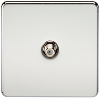 KnightsBridge SAT TV Outlet 1G Screwless Polished Chrome Non-Isolated Wall Plate