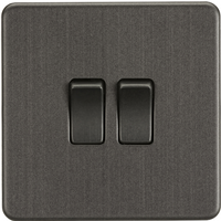 KnightsBridge Screwless 10AX 2G 2-Way Switch - Smoked Bronze