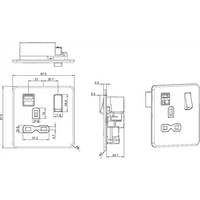 KnightsBridge Screwless 13A 1G switched socket with dual USB charger (2.4A) - brushed chrome with grey insert