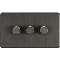 KnightsBridge Screwless 3G 2-way 10-200W (5-150W LED) trailing edge dimmer - Smoked Bronze