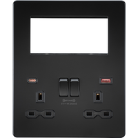KnightsBridge Screwless Small Multimedia Combination Plate with FASTCHARGE - Matt Black