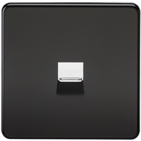 KnightsBridge Screwless Matt Black Telephone Extension Socket Flush Wall Socket
