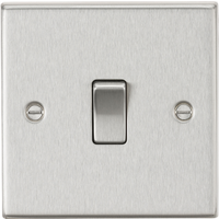 KnightsBridge 10AX 1G 2-Way Plate Switch - Square Edge Brushed Chrome