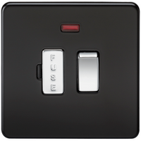KnightsBridge 13A Screwless Matt Black Switched Fused Spur Connector Unit with Neon
