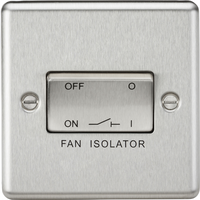 KnightsBridge 10AX 3 Pole Fan Isolator Switch - Rounded Edge Brushed Chrome