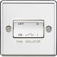 KnightsBridge 10AX 3 Pole Fan Isolator Switch - Rounded Edge Polished Chrome