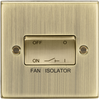 KnightsBridge 10AX 3 Pole Fan Isolator Switch - Square Edge Antique Brass