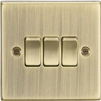 KnightsBridge 10AX 3G 2 Way Plate Switch - Square Edge Antique Brass