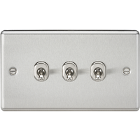 KnightsBridge 10AX 3G 2 Way Toggle Switch - Rounded Brushed Chrome Finish