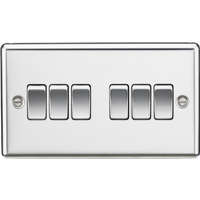 KnightsBridge 10AX 6G 2 Way Plate Switch - Rounded Edge Polished Chrome