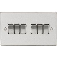 KnightsBridge 10AX 6G 2-Way Plate Switch - Square Edge Brushed Chrome