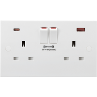 KnightsBridge 13A 2G DP Switched Socket with Dual USB FASTCHARGE ports (A + C)