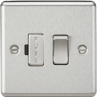 KnightsBridge 13A Switched Fused Spur Unit - Rounded Edge Brushed Chrome