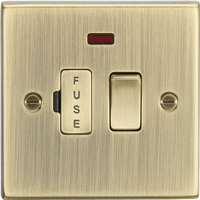 KnightsBridge 13A Switched Fused Spur Unit with Neon - Square Edge Antique Brass