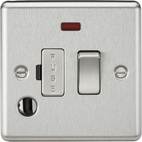 KnightsBridge 13A Switched Fused Spur Unit with Neon & Flex Outlet - Rounded Edge Brushed Chrome