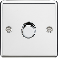 KnightsBridge 1G 2 way 10-200W (5-150W LED) trailing edge dimmer - Rounded Edge Polished Chrome