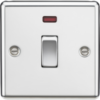 KnightsBridge 20A 1G DP Switch with Neon - Rounded Edge Polished Chrome