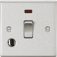 KnightsBridge 20A 1G DP Switch with Neon & Flex Outlet - Square Edge Brushed Chrome
