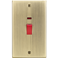KnightsBridge 45A DP Switch with Neon (double size) - Square Edge Antique Brass