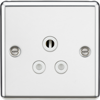 KnightsBridge 5A Unswitched Socket - Rounded Edge Polished Chrome Finish with White Insert