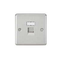 KnightsBridge RJ45 Network Outlet - Rounded Edge Brushed Chrome