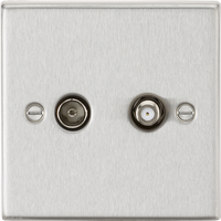 KnightsBridge TV & SAT TV Outlet (isolated) - Square Edge Brushed Chrome