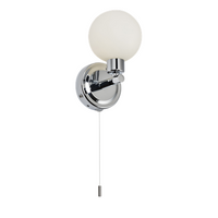 KnightsBridge 230V IP44 G9 Single Wall light with Round Frosted Glass - Chrome